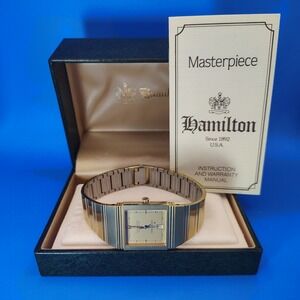 New Vintage 1992 Hamilton Masterpiece Chronometer XC Swiss Mens Quartz Watch NOS